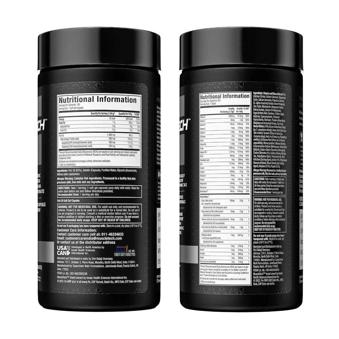 MuscleTech Daily Essentials Combo – Fish Oil(100s) + Multivitamin Pack(60s)