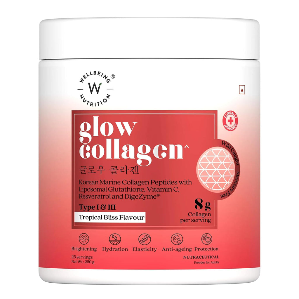 Wellbeing Nutrition Korean Beauty Marine Collagen Skin Radiance Peptides 8g ,250gms