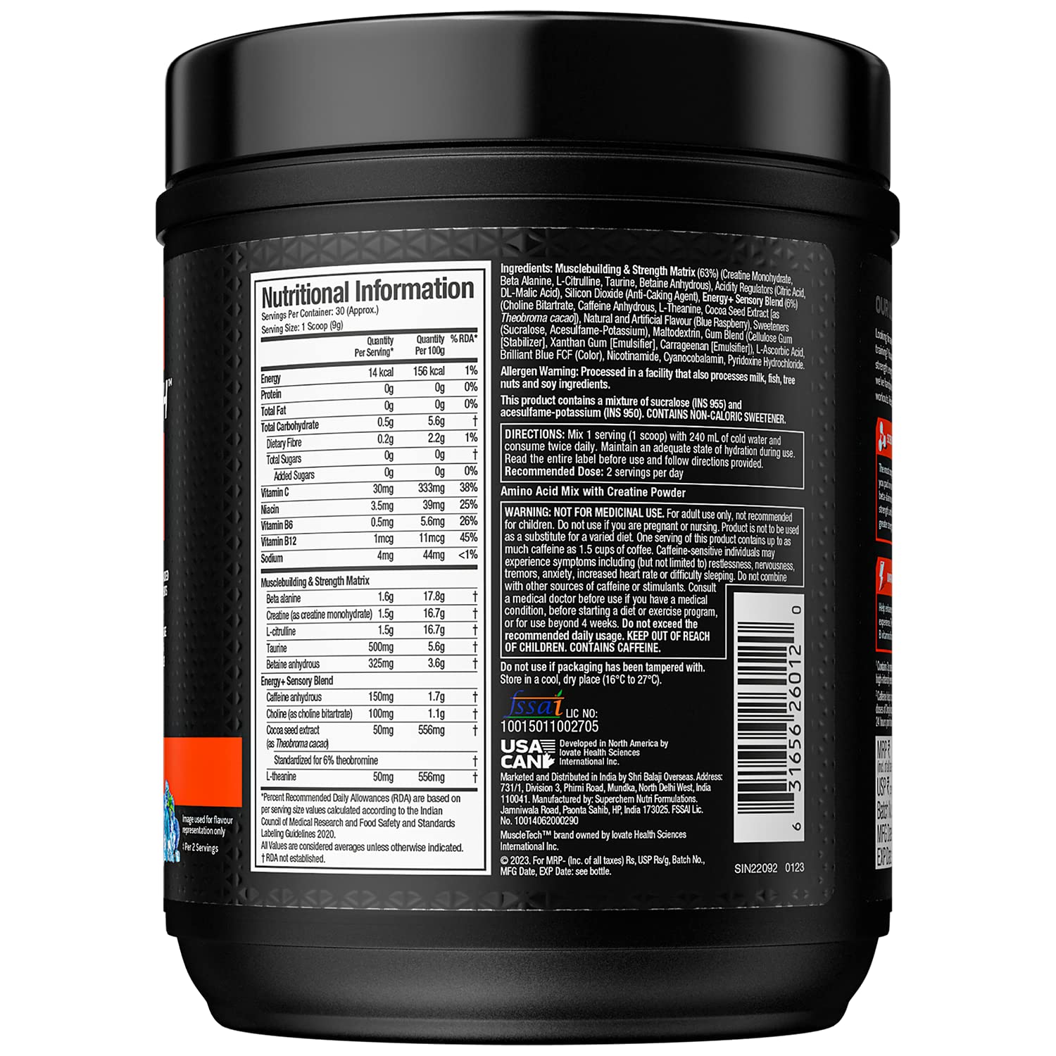MuscleTech Vapor X5 Pre Workout 30 Servings, 270g