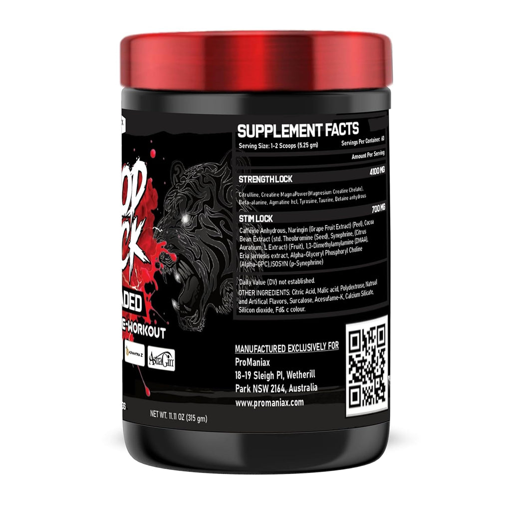 Blood Lock Stim Loaded Electrifying Pre-Workout,60 Servings (315G)