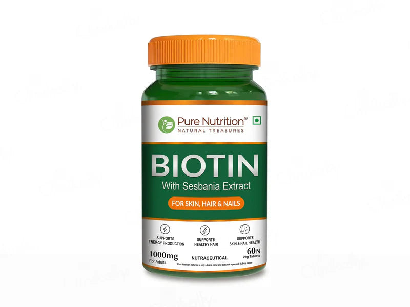 Pure Nutrition Biotin 1000mg With Sesbania Extract Veg Tablet ( 60 )