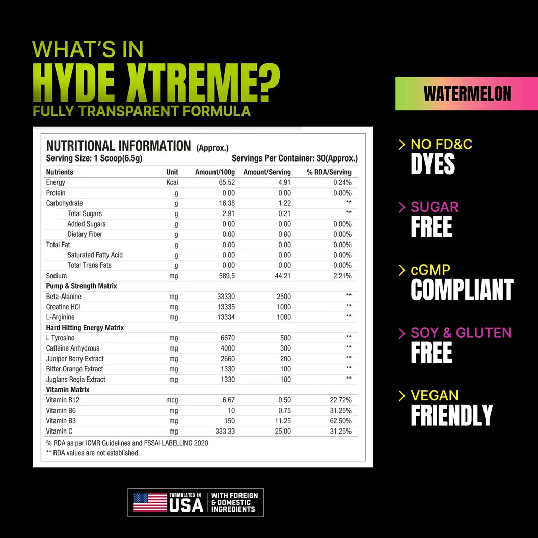 Hyde Xtreme - Hard Hitting Energy Pre Workout Supplement  | 30 servings
