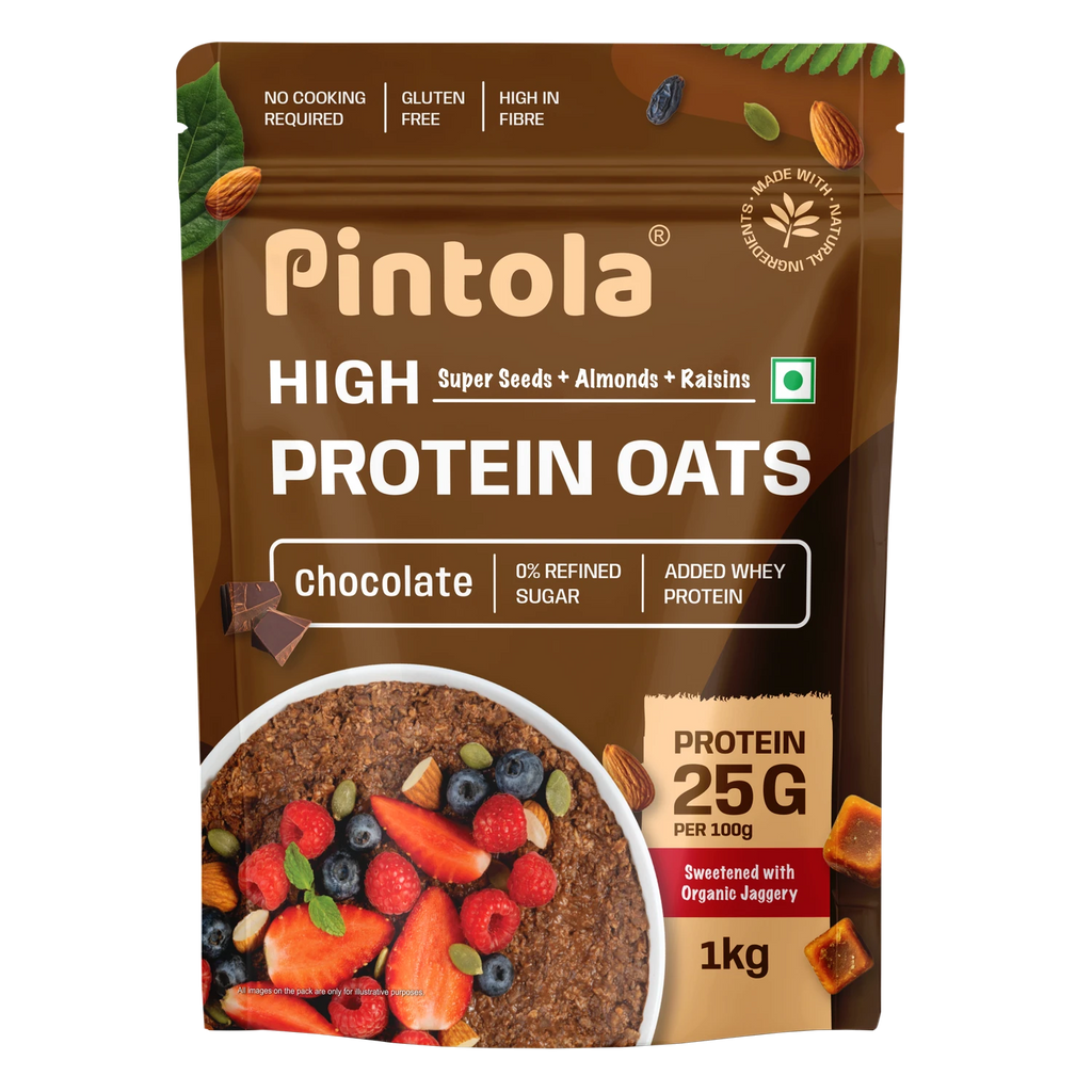 Pintola High Protein Oats - 1 Kg (2.2 Lb), Dark Chocolate
