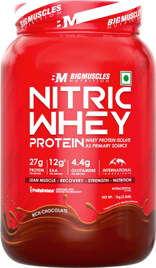 BIGMUSCLES NUTRITION Nitric Whey Protein | 27g Whey Protein Isolate with ProHydrolase Enzyme Tech. | Whey Protein (2 kg )