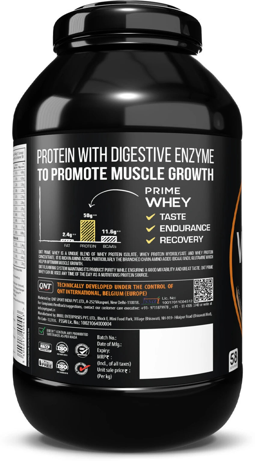 QNT Prime Whey, 100% Whey Protein with whey Isolate, 1/2 kg